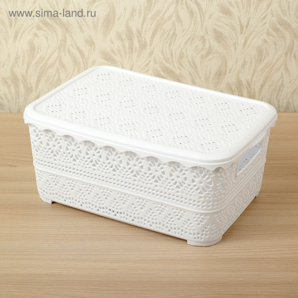 Контейнер для хранения с крышкой «Ажур», 26×19×11,5 см, цвет МИКС /2698510