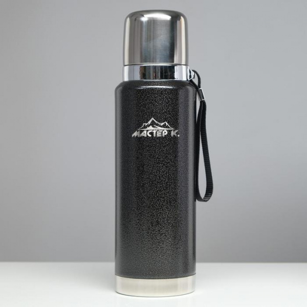 Термос "Мастер К" 1 л, сохраняет тепло 48 ч, чёрный/5427742