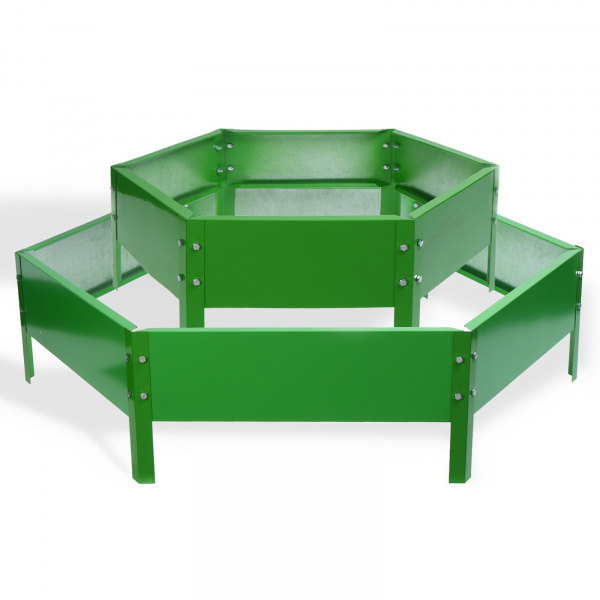 Клумба оцинкованная, 2 яруса, d = 60–80 см, h = 30 см, ярко-зелёная, Greengo /2470648