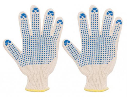 Перчатки вязаные 4 нити, х/б ПВХ, "Стандарт" /12484