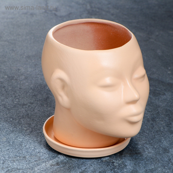 Фигурное кашпо "Голова" 15 см бежевый /1668282