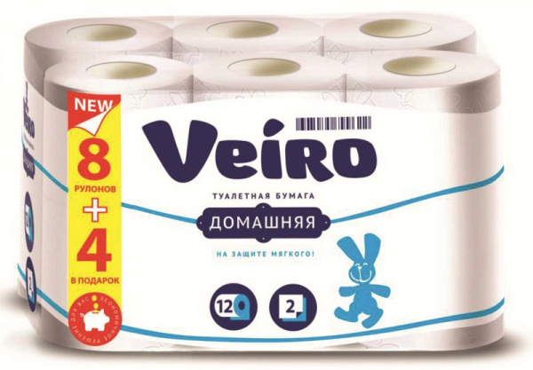 Туалетная бумага двухслойная ЛИНИА ВЕЙРО Домашняя 12шт /32347