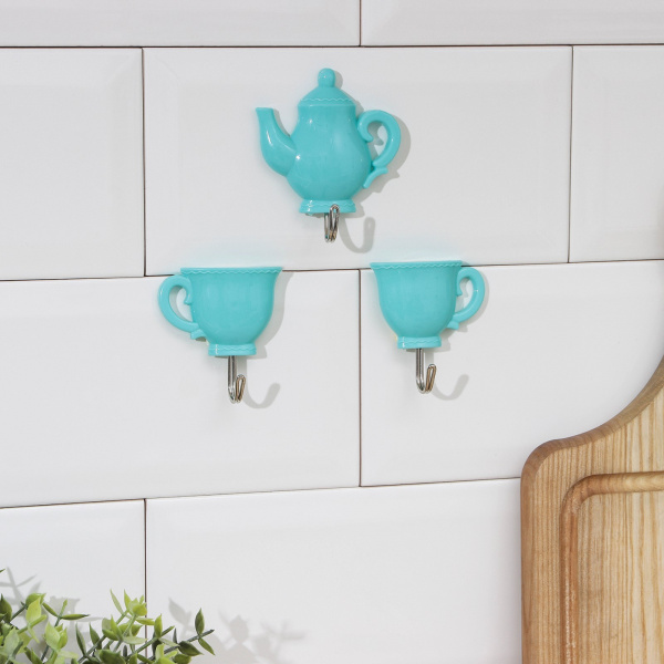 Набор крючков на липучке «Чаепитие», 3 шт, цвет МИКС /1207620