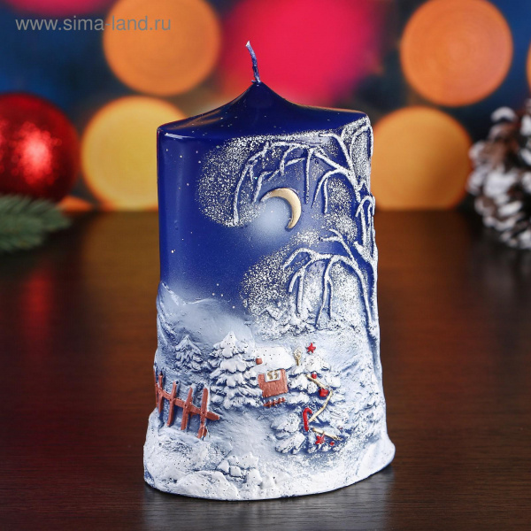 Свеча - цилиндр "Новогодняя", большая, 7×10×16 см/4854921