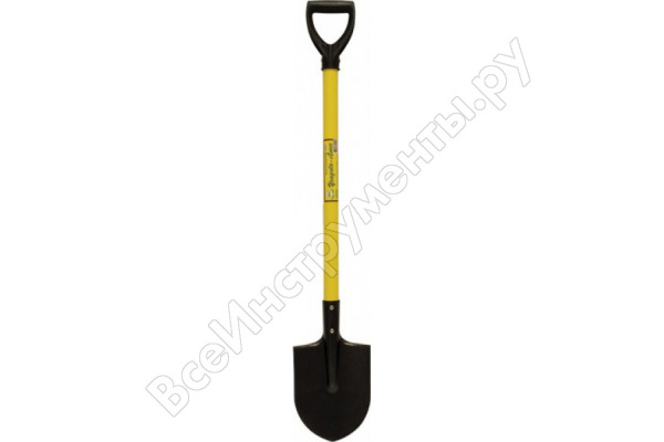 Лопата штыковая ЛУ с желтым мет. черенком и V-ручкой, 215мм /77215 