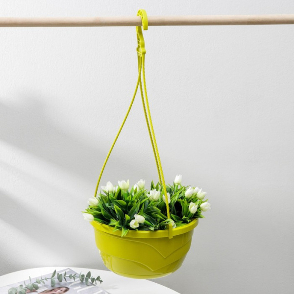 Кашпо для цветов подвесное с прикорневым поливом «Мальва», 4,7 л, цвет фисташковый /2611824