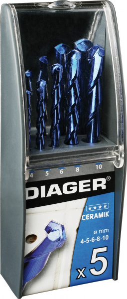 Набор сверл по кафелю/стеклу Ceramik 4-10мм DIAGER 5шт. /214В