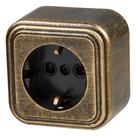 Розетка 1-ая (открытая, с/з) бронз.(RA16-133-ЧБ) (JP7413-03) (ЮПИТЕР)