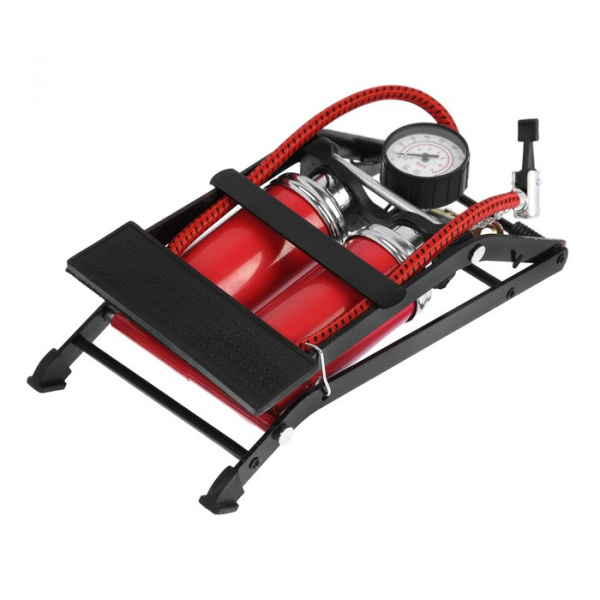 Насос ножной Cartage с манометром, 2 цилиндра, усиленный /860534