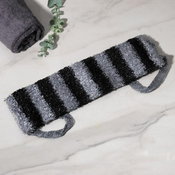Мочалка для тела «Мужская», 12×45 см, чёрно-белый /2896695