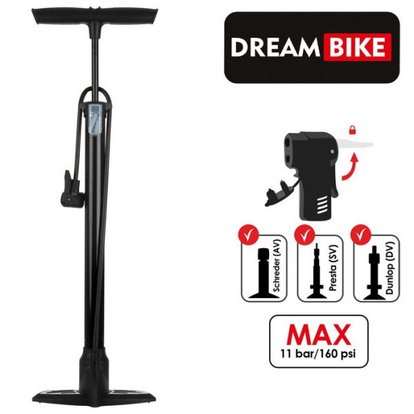 Насос велосипедный напольный Dream Bike, цвет чёрный/5259596