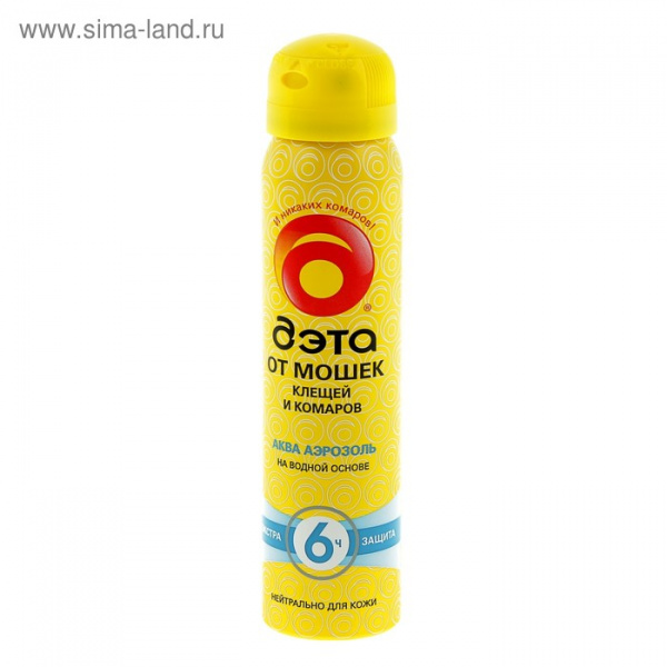 Аэрозоль репеллентный "ДЭТА АКВА", от мошек, клещей и комаров, флакон, 100 мл/559696