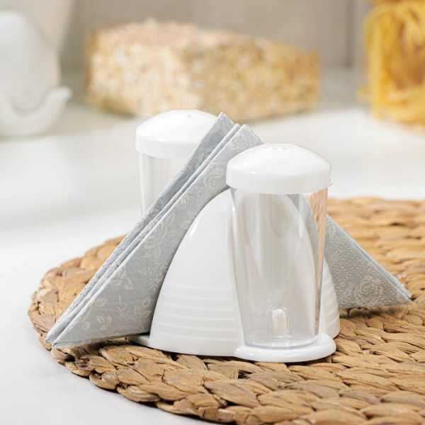 Набор для специй с салфетницей Cake, 2 шт: солонка и перечница 70 мл, цвет слоновая кость/2734093