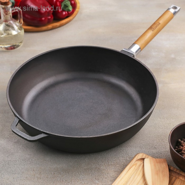 Сковорода чугунная, d=28 см, съёмная ручка/3114076
