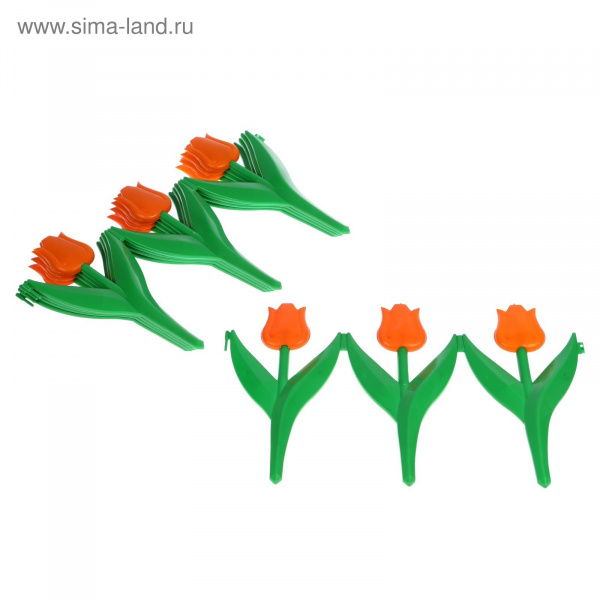 Ограждение декоративное, 30 × 225 см, 5 секций, пластик, оранжевый цветок, «Тюльпан» 1317128
