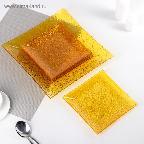 Сервиз столовый 7 пр. жёлтый, квадратные тарелки 2846491