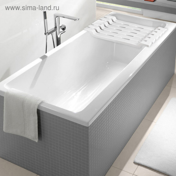 Полка-сиденье на ванну IDEA, пластик, до 80 кг, 69×30×6 см, белая /4421599