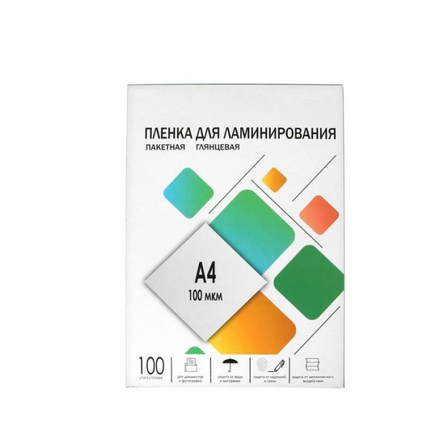 Пленка для ламинирования A4 216х303 мм, 100 мкм, 100 штук, глянцевые, Гелеос /5156788