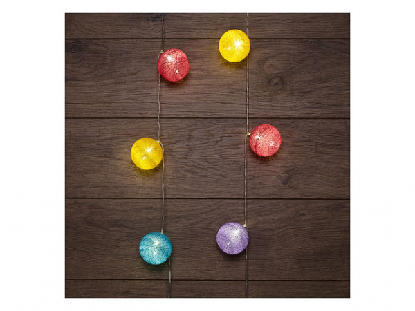 Тайские фонарики <Фейерверк> 1,5 м, прозрачный ПВХ, 10 LED, белый, питание 2 х АА  303-099