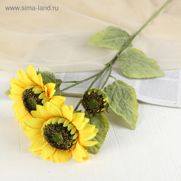 Цветы искусственные Куст подсолнухов 87см d-16см /497874