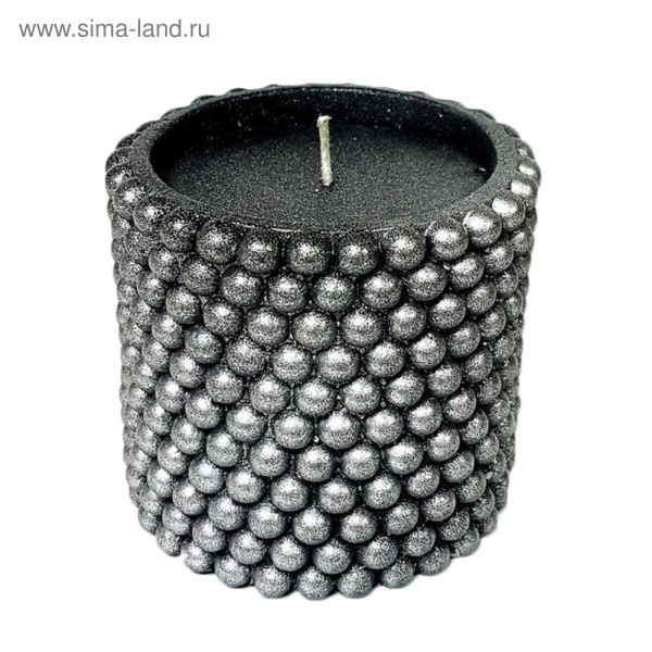 Свеча "Ручная работа" цилиндр "Жемчужный" 100*95 Черное серебро 2481141