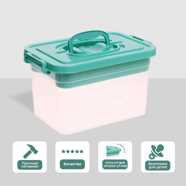 Контейнер для хранения с крышкой и вкладышем 6,5 л, цвет пыльно-голубой/9354612