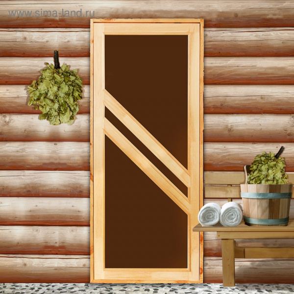 Дверь для бани со стеклом "Диагональ", 180×70см / 2277814