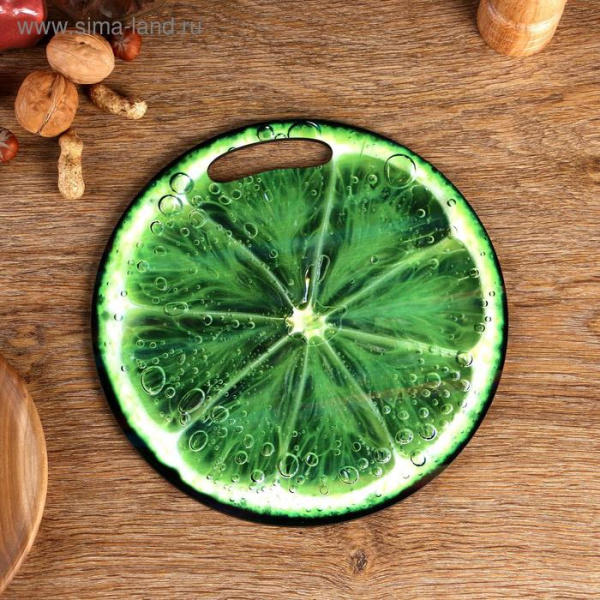 Доска разделочная и сервировочная круглая кухонная "Лайм в разрезе", 26,5 см/5050306