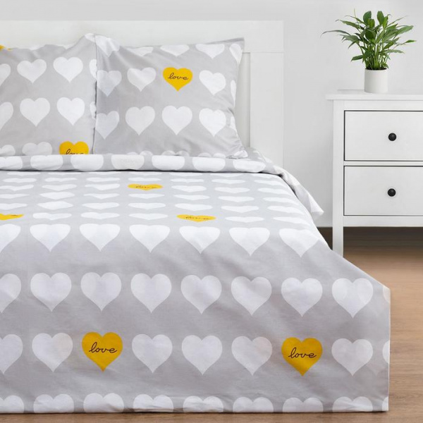 Постельное белье Этель 2 сп "Heart" 175*215см,200*220см, 70*70см-2 шт /6632101