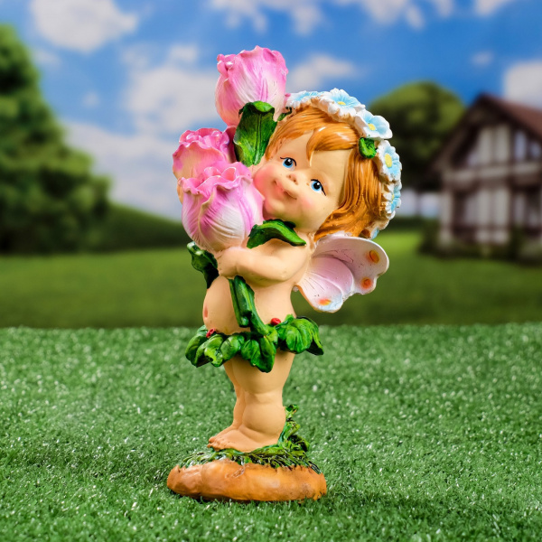 Садовая фигура "Цветочная фея с тюльпанами" 10x10x21см /7751175