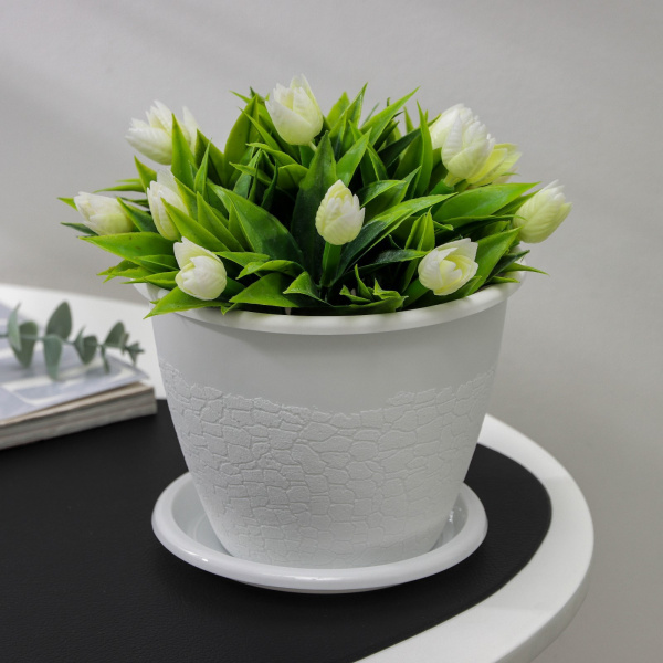 Горшок с поддоном «Розалия», 1,2 л, цвет белый/577758