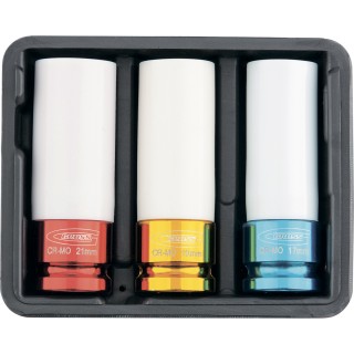 Набор ударных головок, удлиненн.,1/2'', 6-ти гранн., CrMo, 3 шт. 17мм, 19мм, 21мм /13513