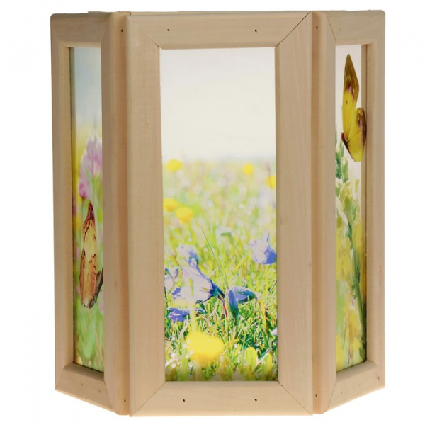 Абажур деревянный "Бабочки" со вставками из стекла 33х29х12см/3581401