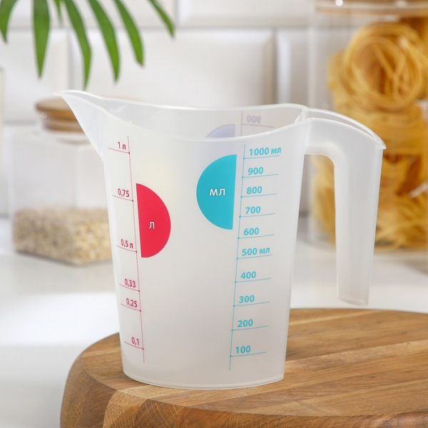 Кувшин мерный 1л, прозрачный /2521449