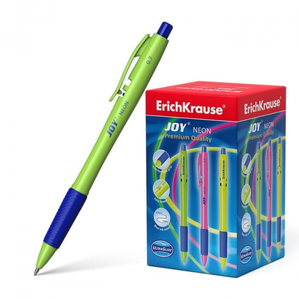 Ручка шариковая автомат ErichKrause "Ultra Glide Technology JOY Neon" уз 0,7мм, син 2368716