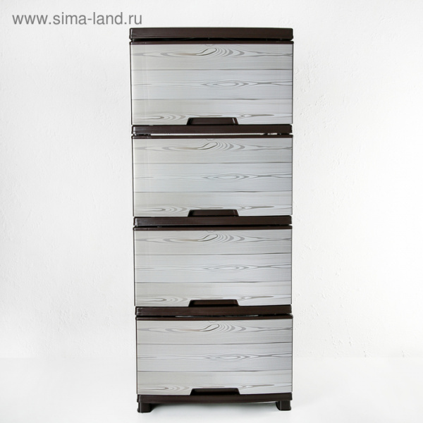 Комод 4-х секционный «Тёмное дерево», цвет коричневый/4355020