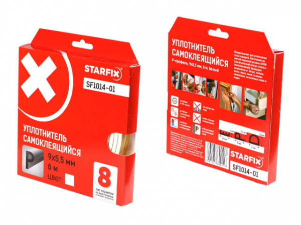 Уплотнитель "P" белый 9х5,5мм 6м STARFIX (SF1014-01)