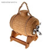 Бочка на деревянной подставке, коричневая, шамот 3л 1103924