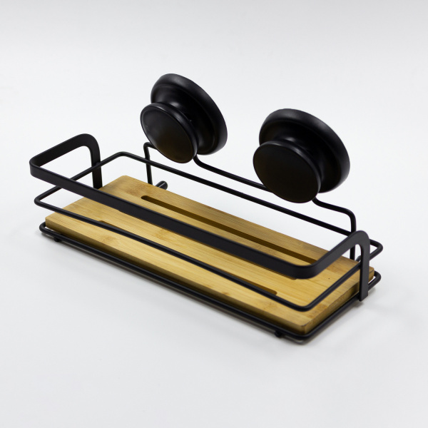 НАСТЕННАЯ ПОЛКА 1-ЯРУСНАЯ С ПРИСОСКАМИ, БАМБУК	