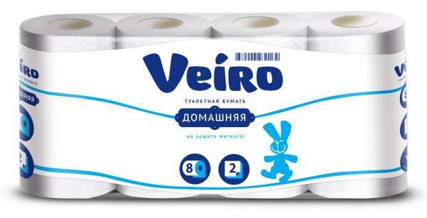 Туалетная бумага двухслойная ЛИНИА ВЕЙРО Домашняя 8 шт /96207