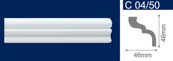 Плинтус потолочный экструдированный С04/50 2м