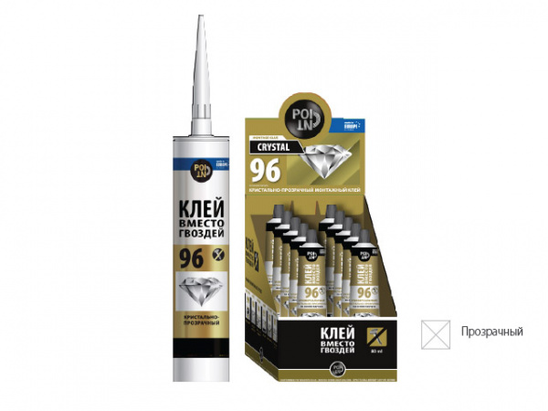 Клей монтажный POINT "Клей вместо гвоздей 96", 280мл (прозрачный, для монтажных и отделочных работ)