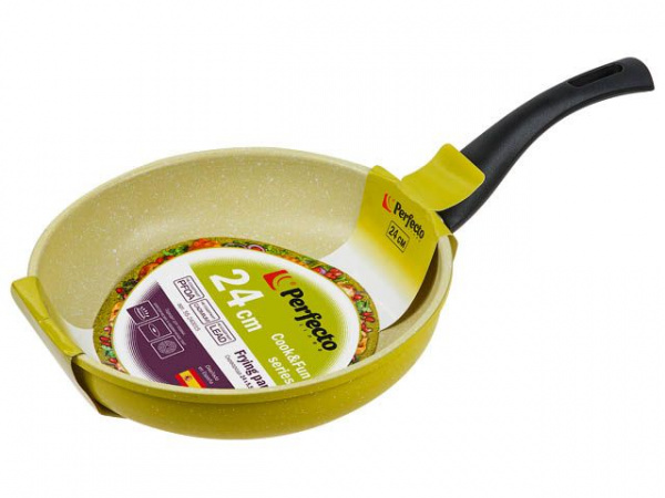Сковорода ф 24х5.5 см, алюм., антиприг. покр., серия Cook&Fun, зеленая, PERFECTO LINEA