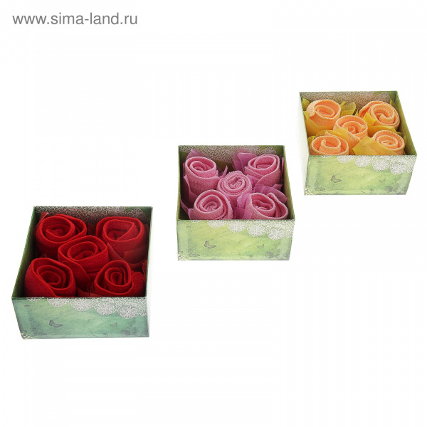 Набор полотенец Розочка 20*20см-5шт  МИКС 477510