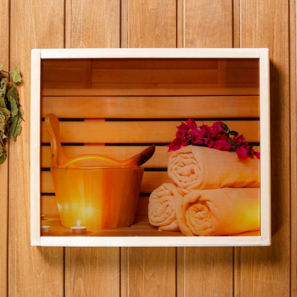 Абажур деревяннный "Отдых" с УФ печатью 35х30х5см/3581414