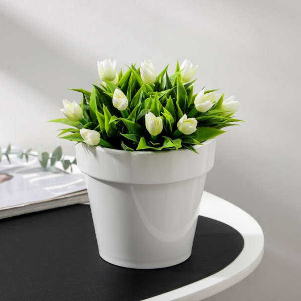 Кашпо для цветов со вставкой «Порто», 1 л, цвет белый /2294628