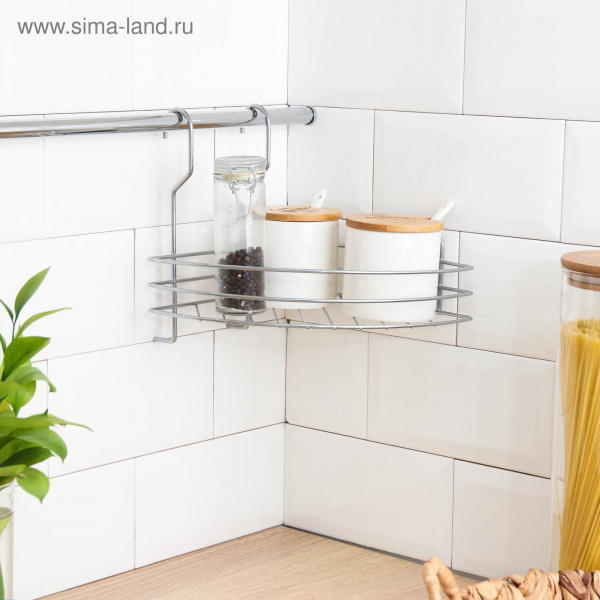 Полка на рейлинг угловая, 1 ярус, цвет хром /4302931