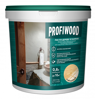 Лак по дереву и камню PROFIWOOD ВД глянцевый 0.8 л