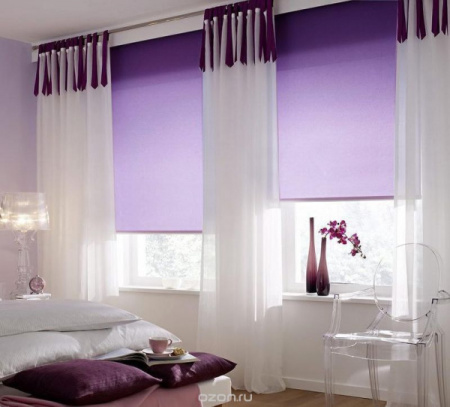 Рулонная штора Дельфы лаванда 90х175