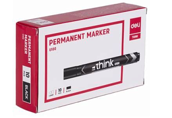 Маркер перманентный Deli Think черный с круглым острием EU10020
